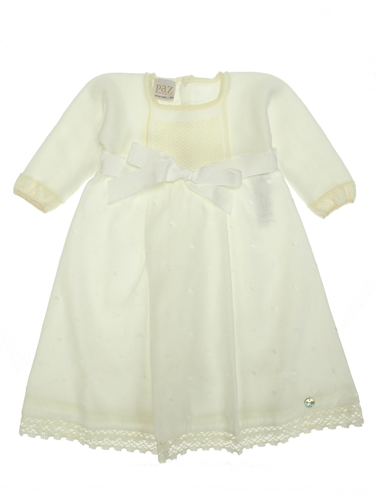 Vestido Creme / Pérola para Bebé Menina - Paz Rodriguez