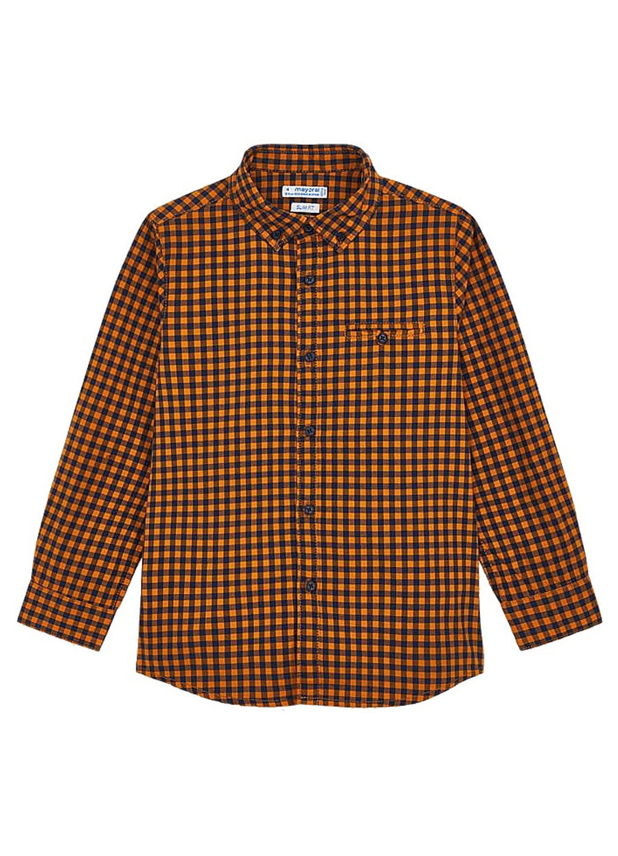 Camisa m/comp. xadrez vicky Cheddar    (Amarelo Ocre)  para Menino - Mayoral