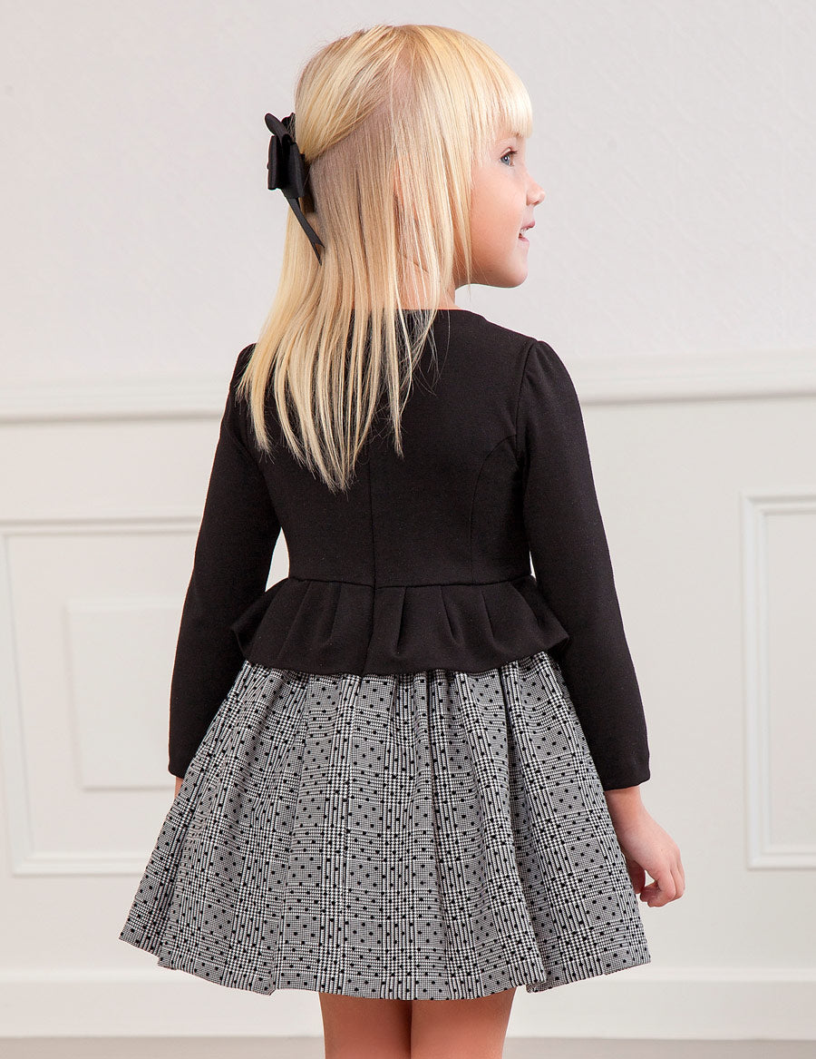 Vestido xadrez flock Preto      (Preto)  para Menina - Abel & Lula