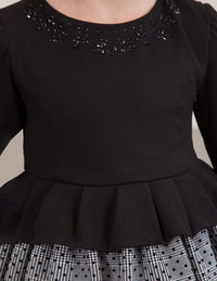 Vestido xadrez flock Preto      (Preto)  para Menina - Abel & Lula