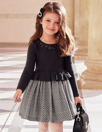 Vestido xadrez flock Preto      (Preto)  para Menina - Abel & Lula