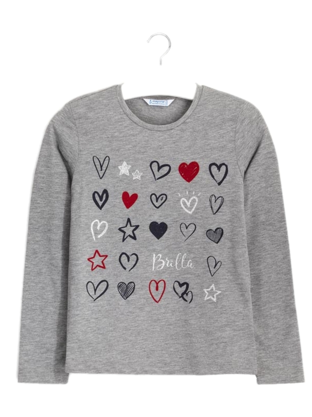 Camisola m/comp.corações Aço vig.   (Cinza)  para Menina - Mayoral