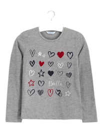 Camisola m/comp.corações Aço vig.   (Cinza)  para Menina - Mayoral