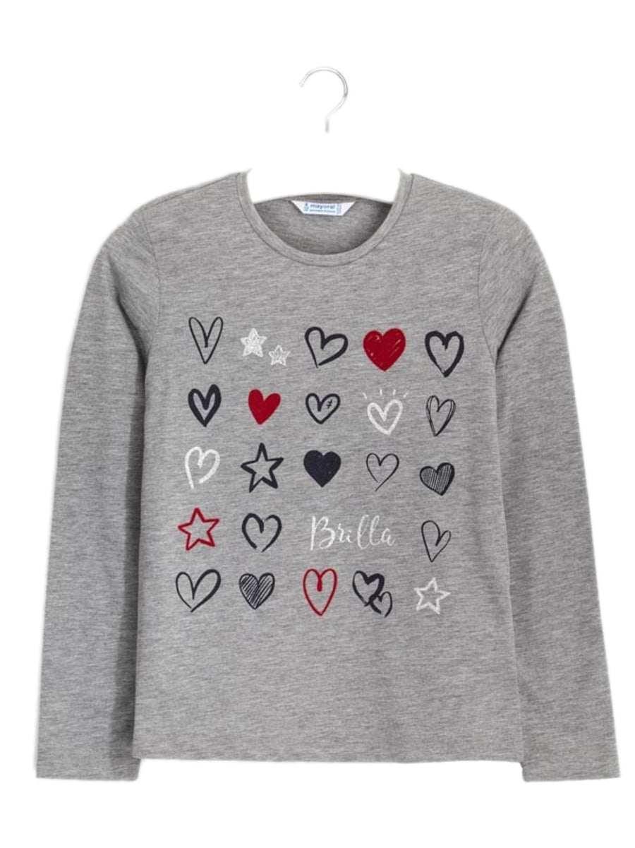 Camisola m/comp.corações Aço vig.   (Cinza)  para Menina - Mayoral