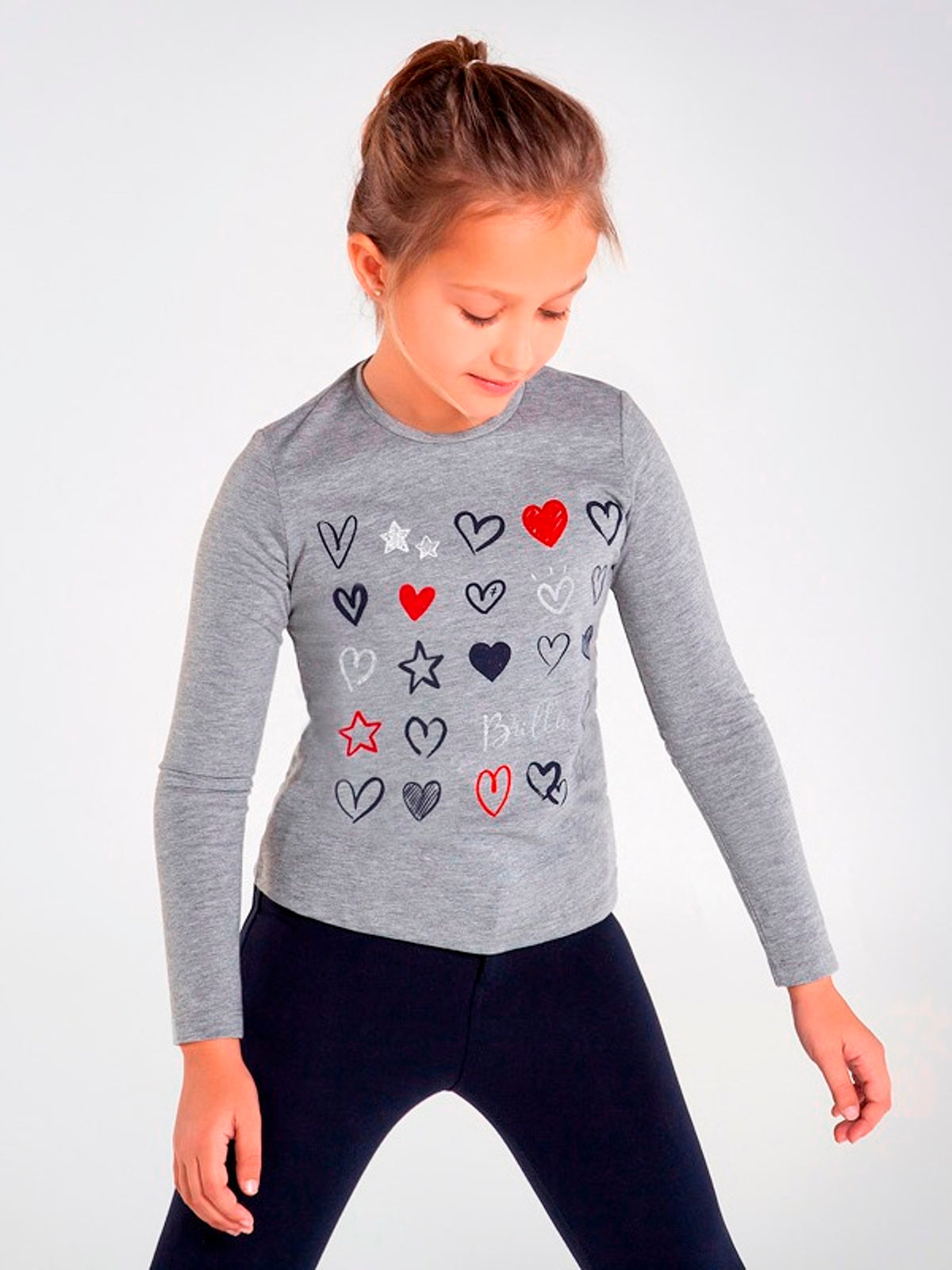 Camisola m/comp.corações Aço vig.   (Cinza)  para Menina - Mayoral