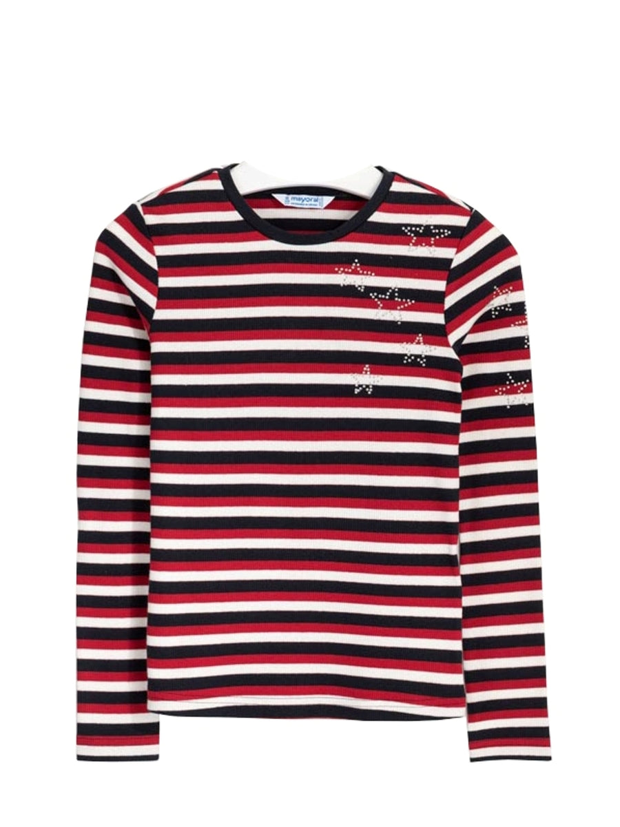 Camisola riscas Carmin     (Vermelho)  para Menina - Mayoral