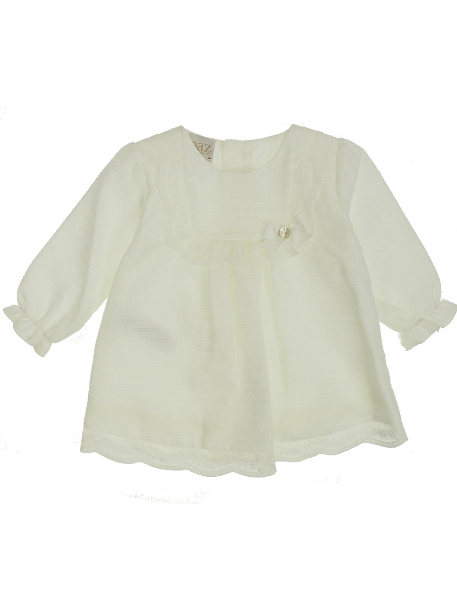 Vestido + cueca Creme / Pérola para Bebé Menina - Paz Rodriguez