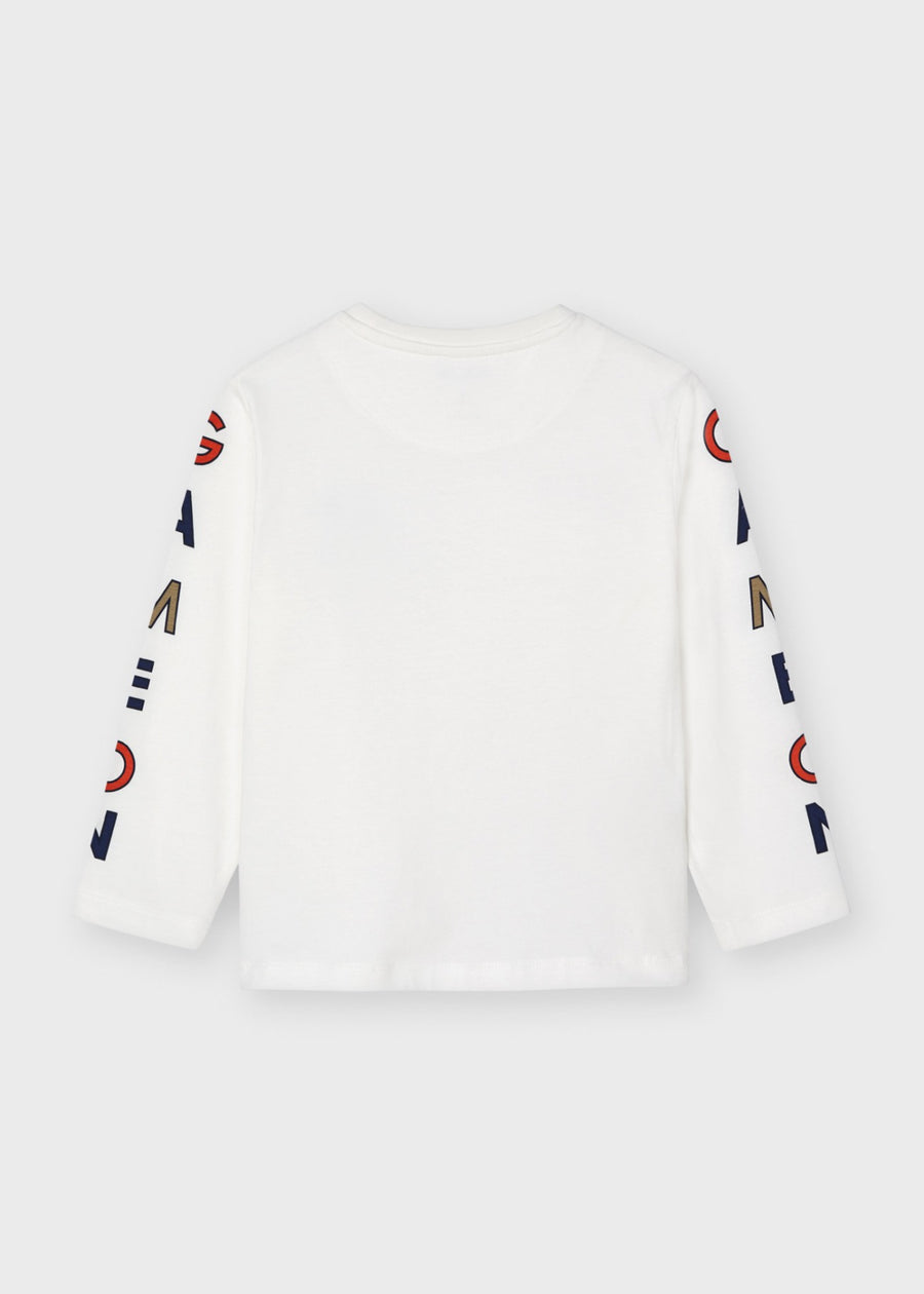 Camiseta m/comp. letras Nata (Creme / Pérola)  para Menino - Mayoral