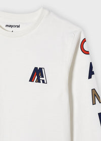 Camiseta m/comp. letras Nata (Creme / Pérola)  para Menino - Mayoral