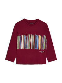 Camisola print lista Granate (Vermelho Escuro)  para Menino - Mayoral