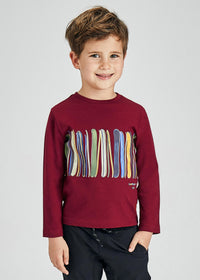 Camisola print lista Granate (Vermelho Escuro)  para Menino - Mayoral