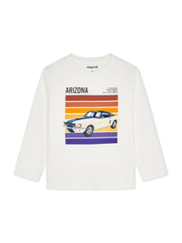 Camiseta m/comp. serig.carro Nata (Creme / Pérola)  para Menino - Mayoral