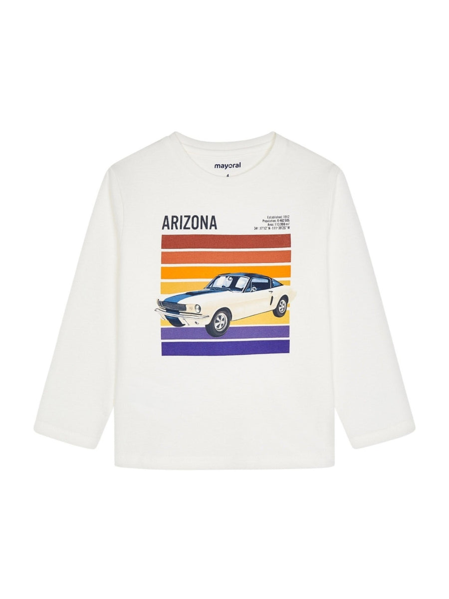 Camiseta m/comp. serig.carro Nata (Creme / Pérola)  para Menino - Mayoral