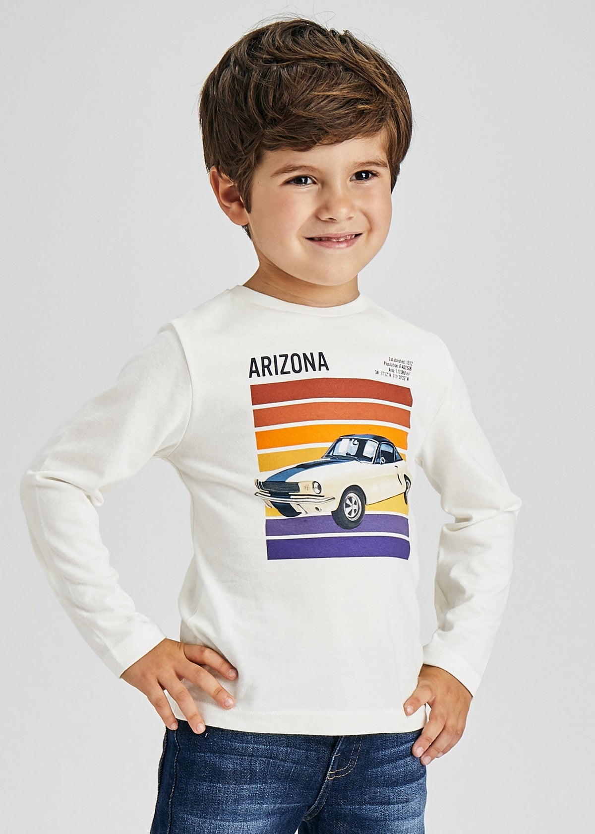 Camiseta m/comp. serig.carro Nata (Creme / Pérola)  para Menino - Mayoral