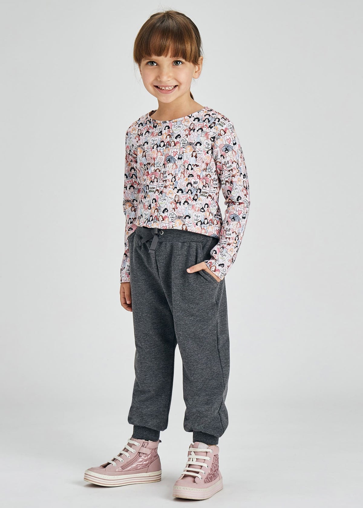 Calça jogger felpa Chumbo vig (Cinza)  para Menina - Mayoral