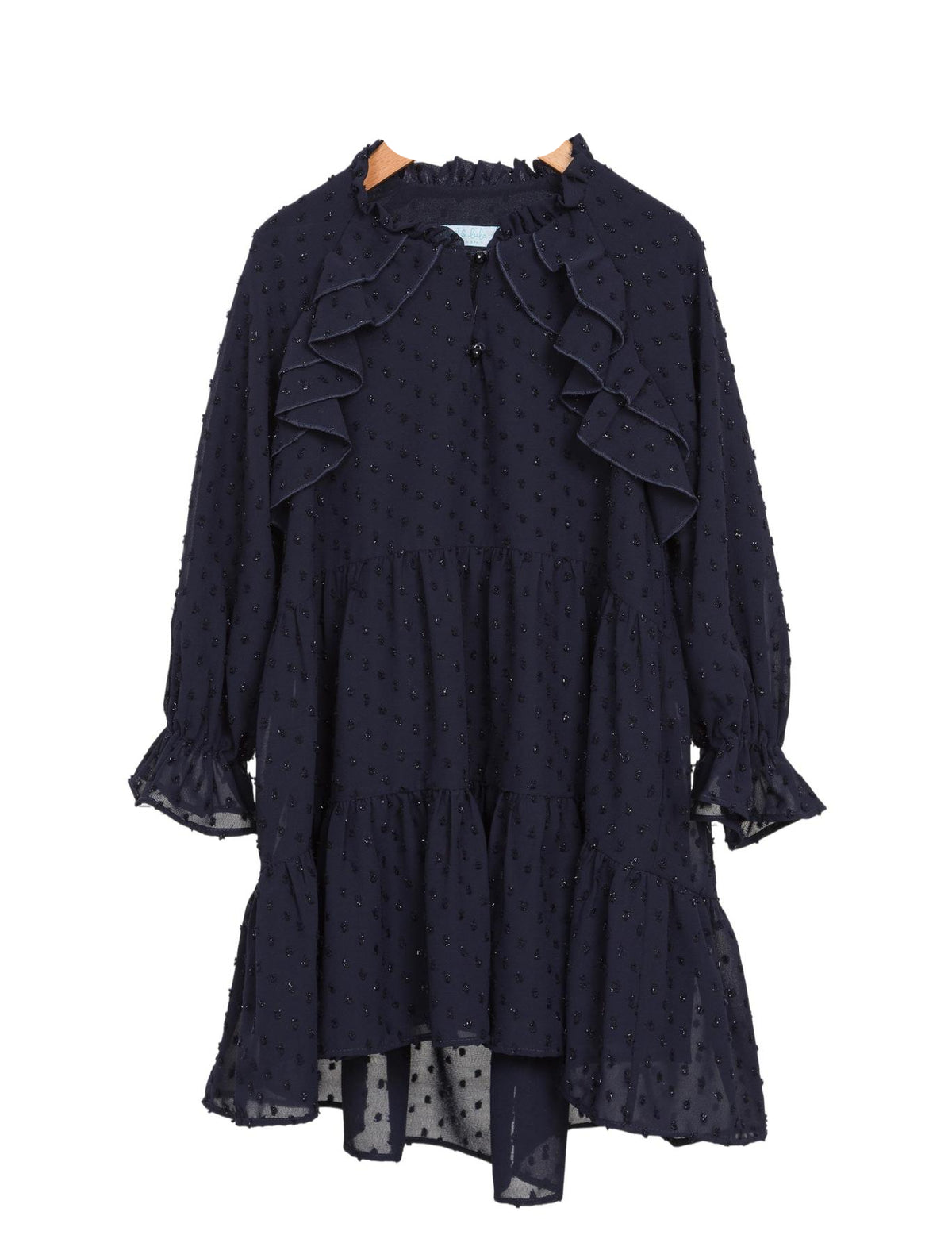 Vestido plumeti brilho Marinho (Marinho)  para Menina - Abel & Lula