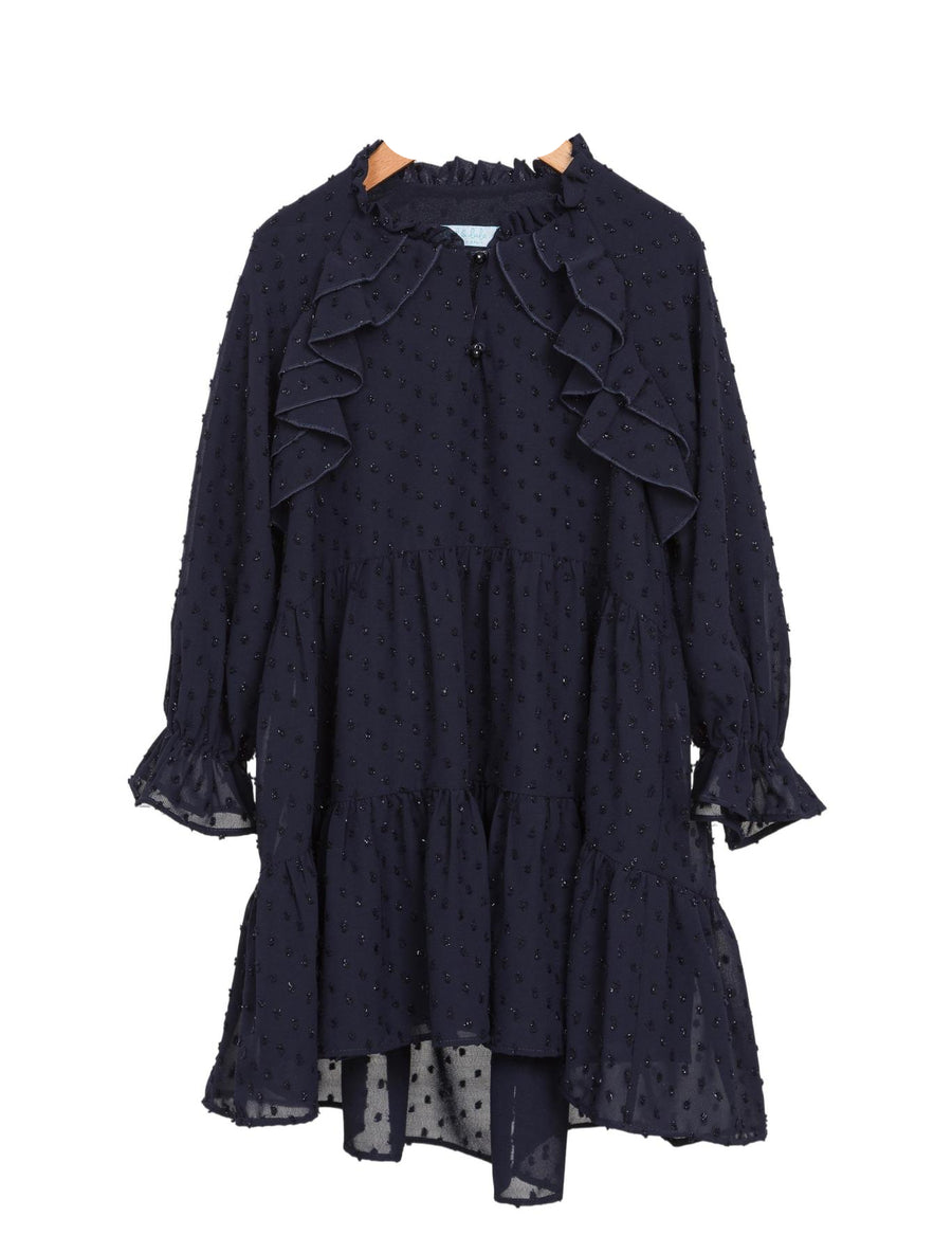 Vestido plumeti brilho Marinho (Marinho)  para Menina - Abel & Lula