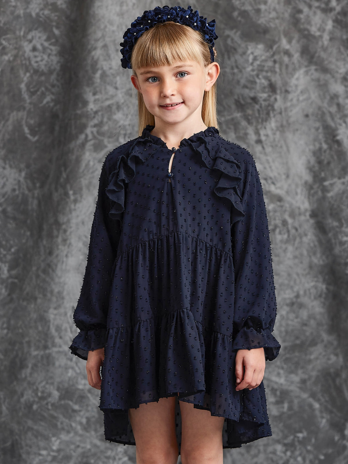Vestido plumeti brilho Marinho (Marinho)  para Menina - Abel & Lula