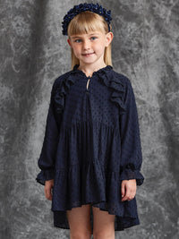 Vestido plumeti brilho Marinho (Marinho)  para Menina - Abel & Lula
