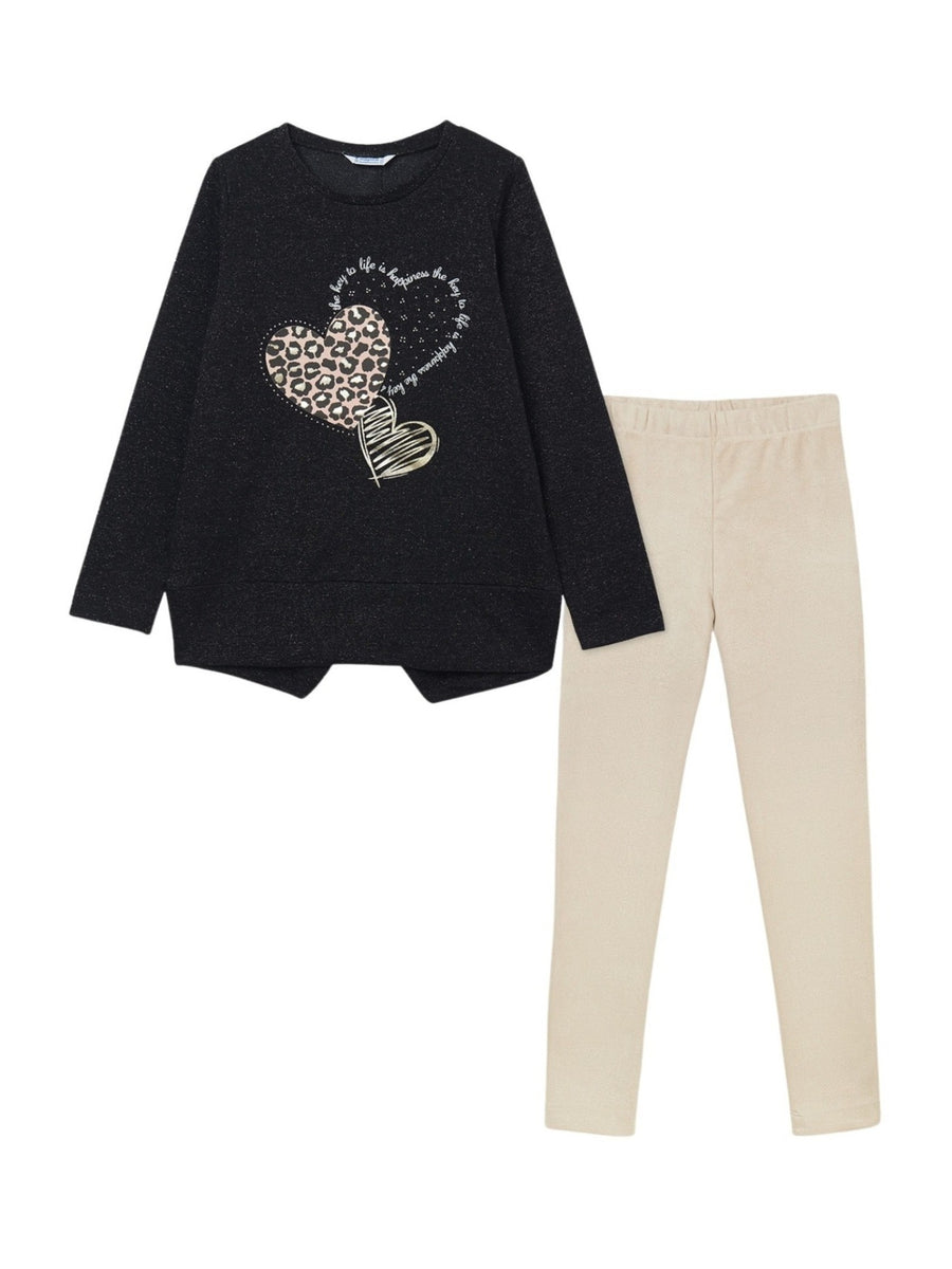 Conj. leggings felpa antelina Preto (Preto)  para Menina - Mayoral