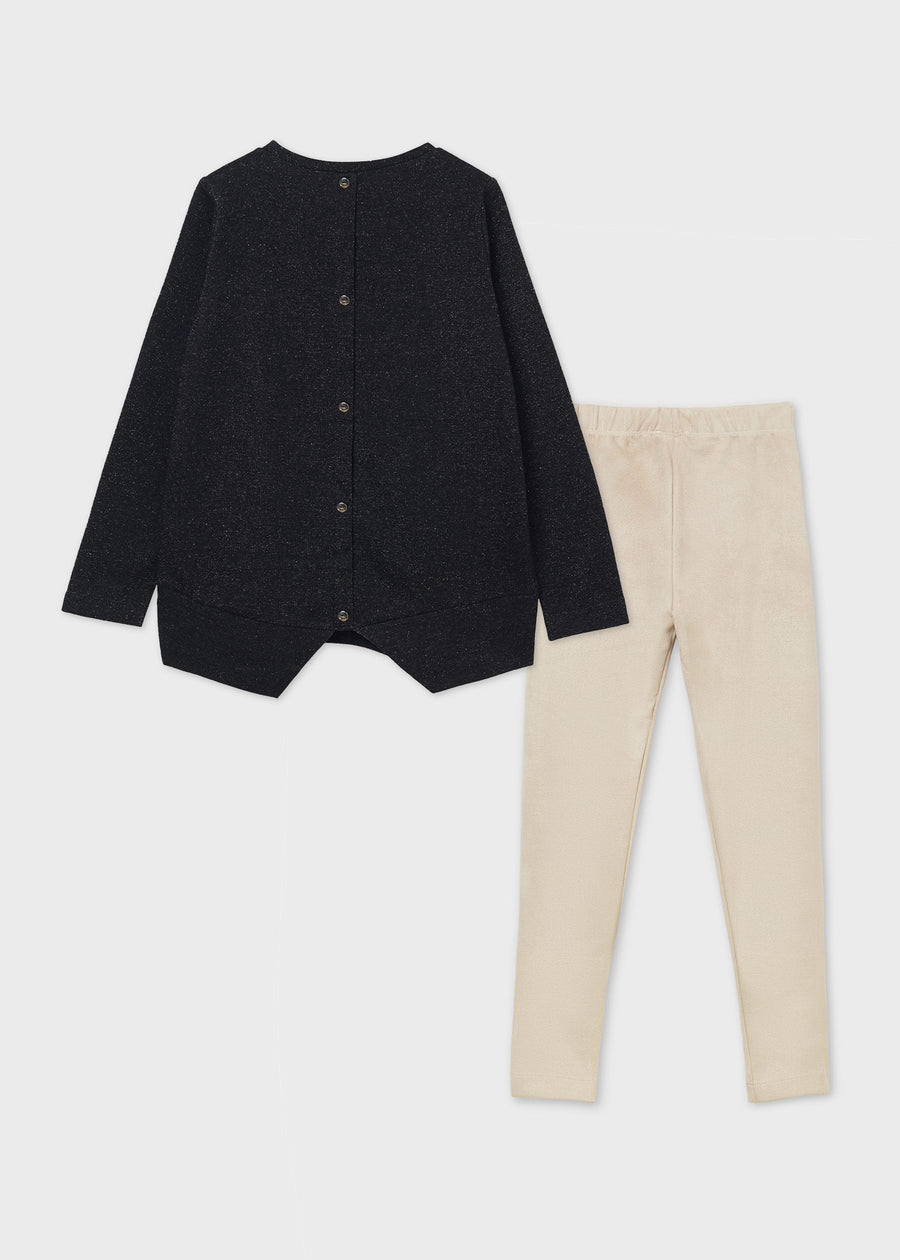 Conj. leggings felpa antelina Preto (Preto)  para Menina - Mayoral