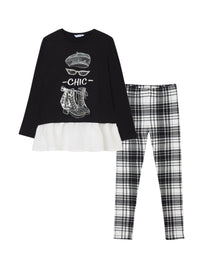 Conj. leggings xadrez Preto (Preto)  para Menina - Mayoral