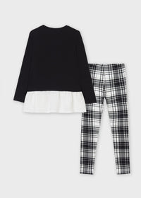 Conj. leggings xadrez Preto (Preto)  para Menina - Mayoral