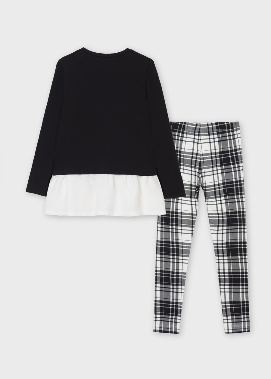 Conj. leggings xadrez Preto (Preto)  para Menina - Mayoral