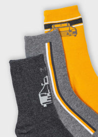 Set 3 calcetins carro Mel (Castanho Claro)  para Menino - Mayoral