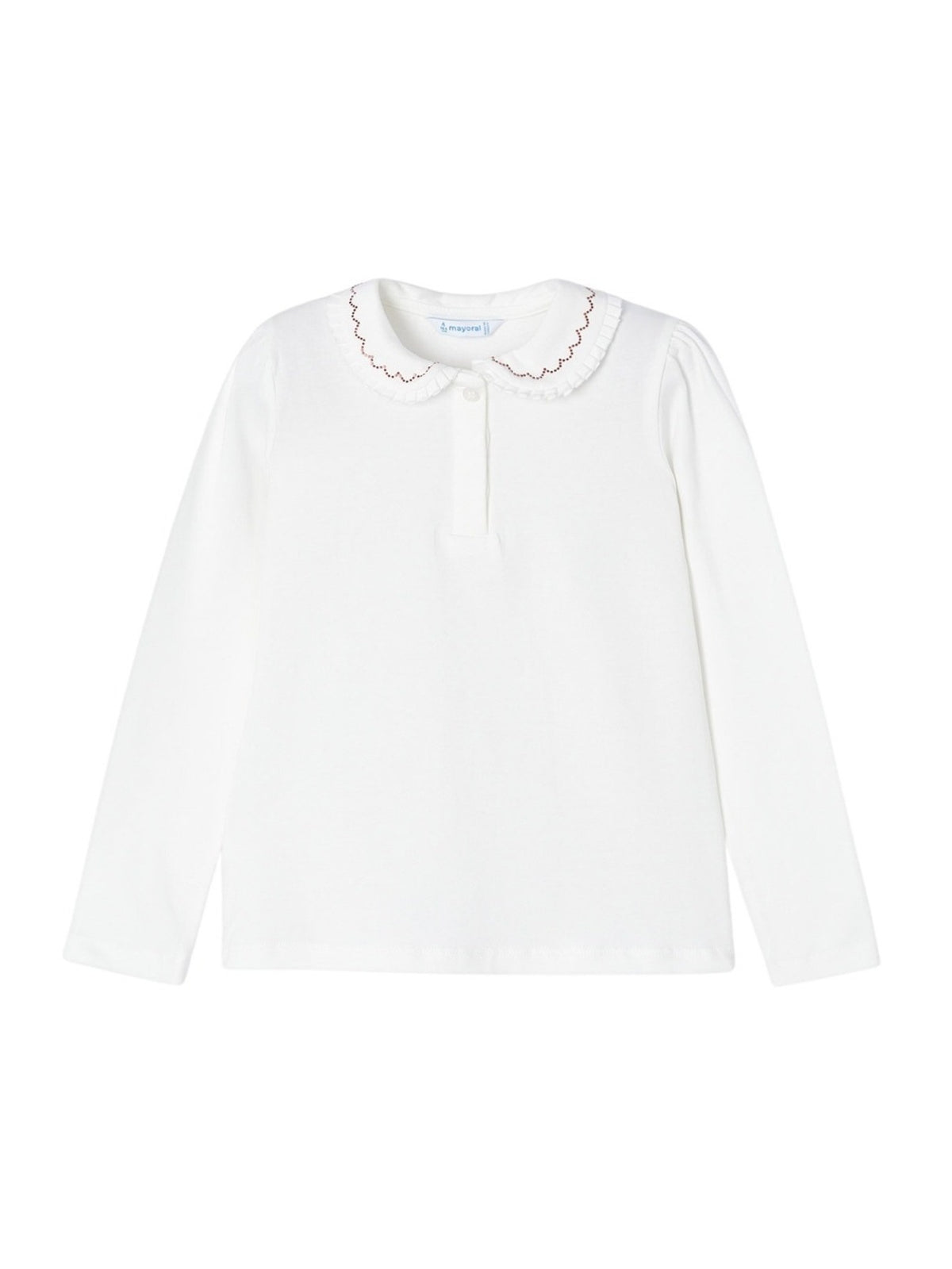 Polo m/comp. básico Crú-vermel (Vermelho)  para Menina - Mayoral