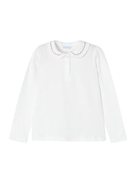 Polo m/comp. básico Crú-vermel (Vermelho)  para Menina - Mayoral