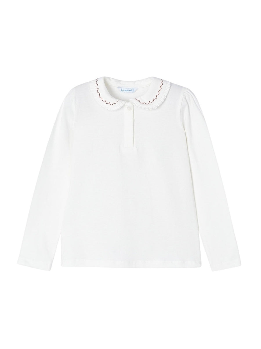 Polo m/comp. básico Crú-vermel (Vermelho)  para Menina - Mayoral