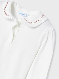 Polo m/comp. básico Crú-vermel (Vermelho)  para Menina - Mayoral