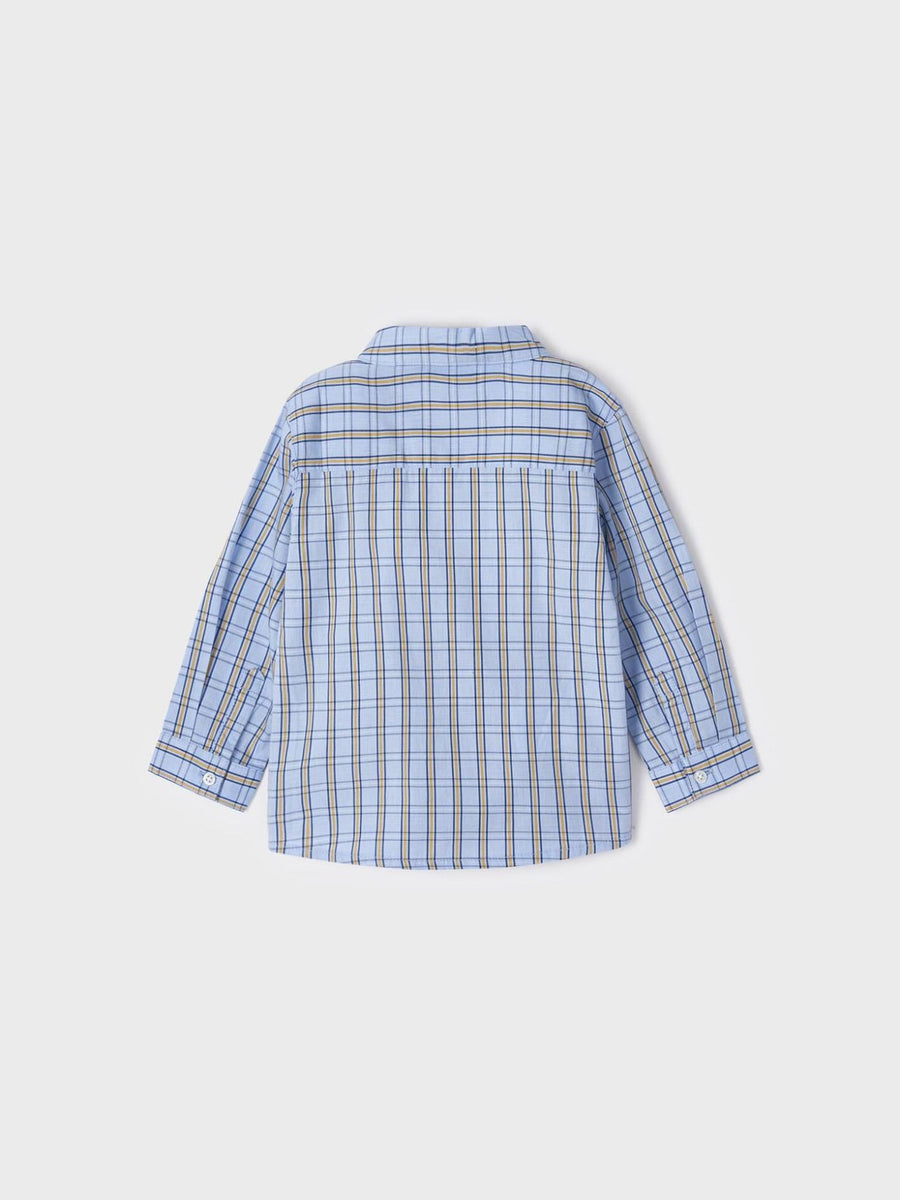 Camisa m/comp. xadrez popelin Celeste    (Celeste)  para Bebé Menino - Mayoral