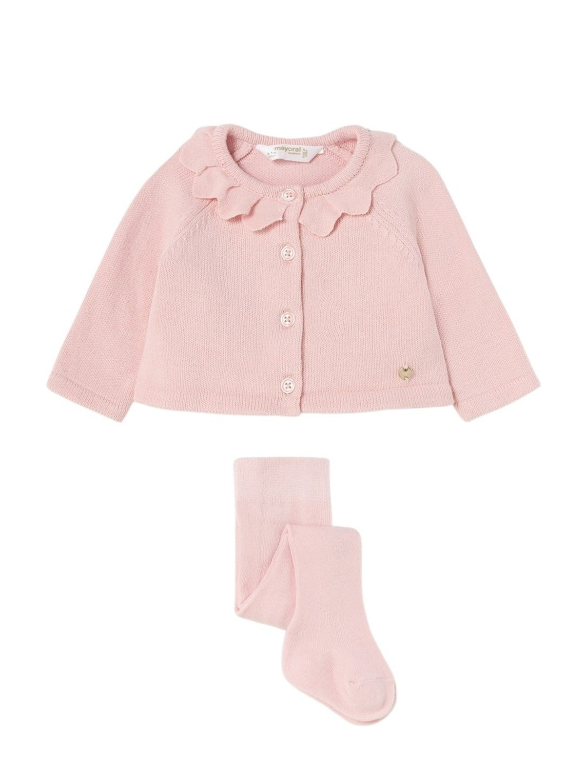 Casaco comprido e meia calça Rosa baby  (Rosa Bébé)  para Bebé Menina - Mayoral