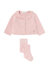 Casaco comprido e meia calça Rosa baby  (Rosa Bébé)  para Bebé Menina - Mayoral