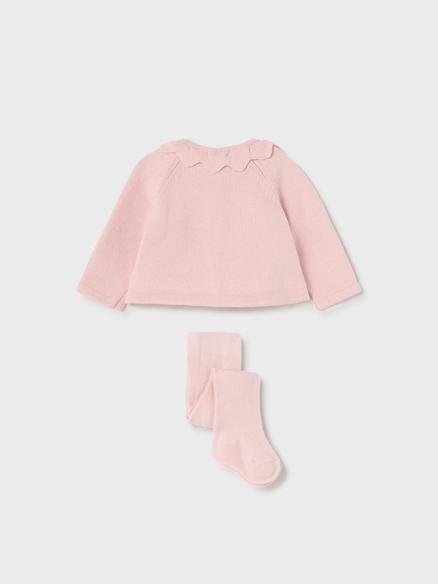 Casaco comprido e meia calça Rosa baby  (Rosa Bébé)  para Bebé Menina - Mayoral