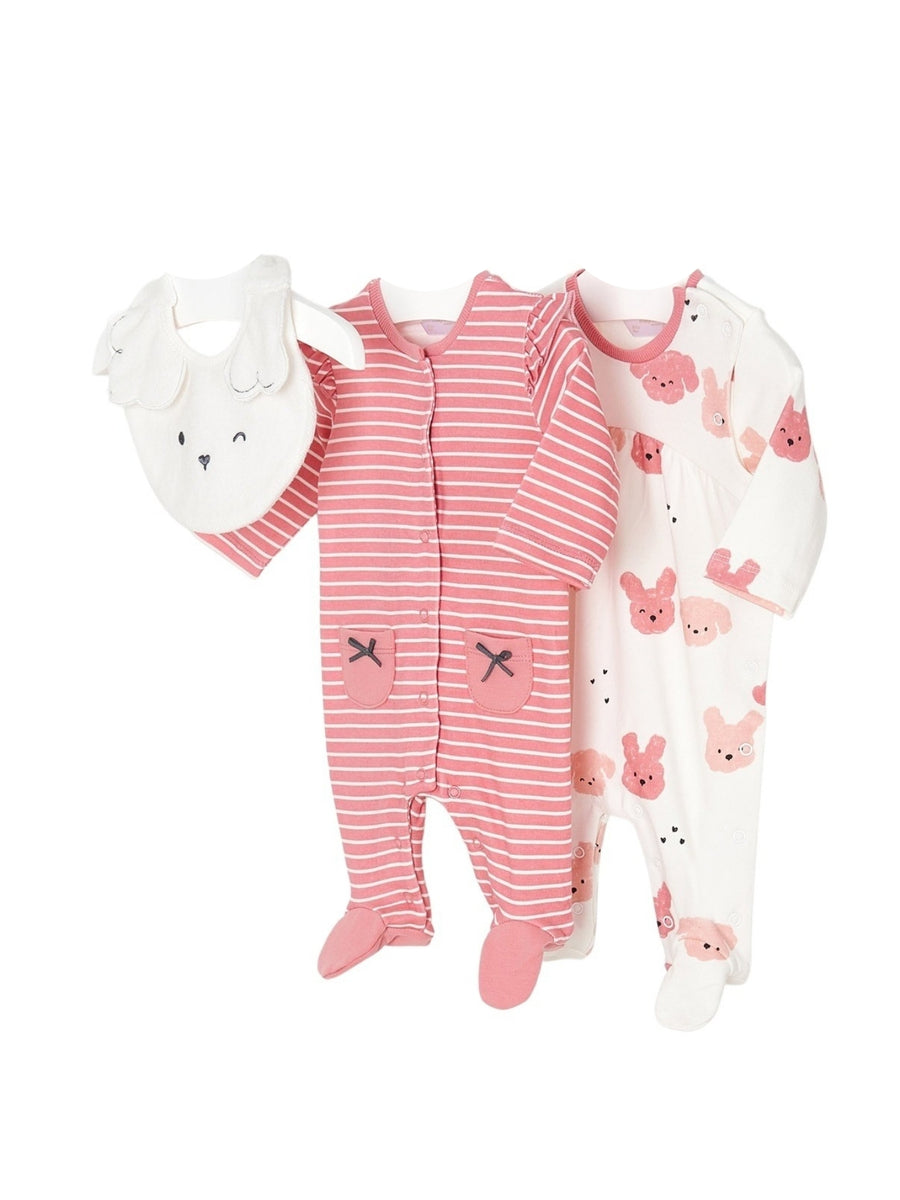 Set 2 fato bebé e babete Quartzo    (Rosa Bébé)  para Bebé Menina - Mayoral