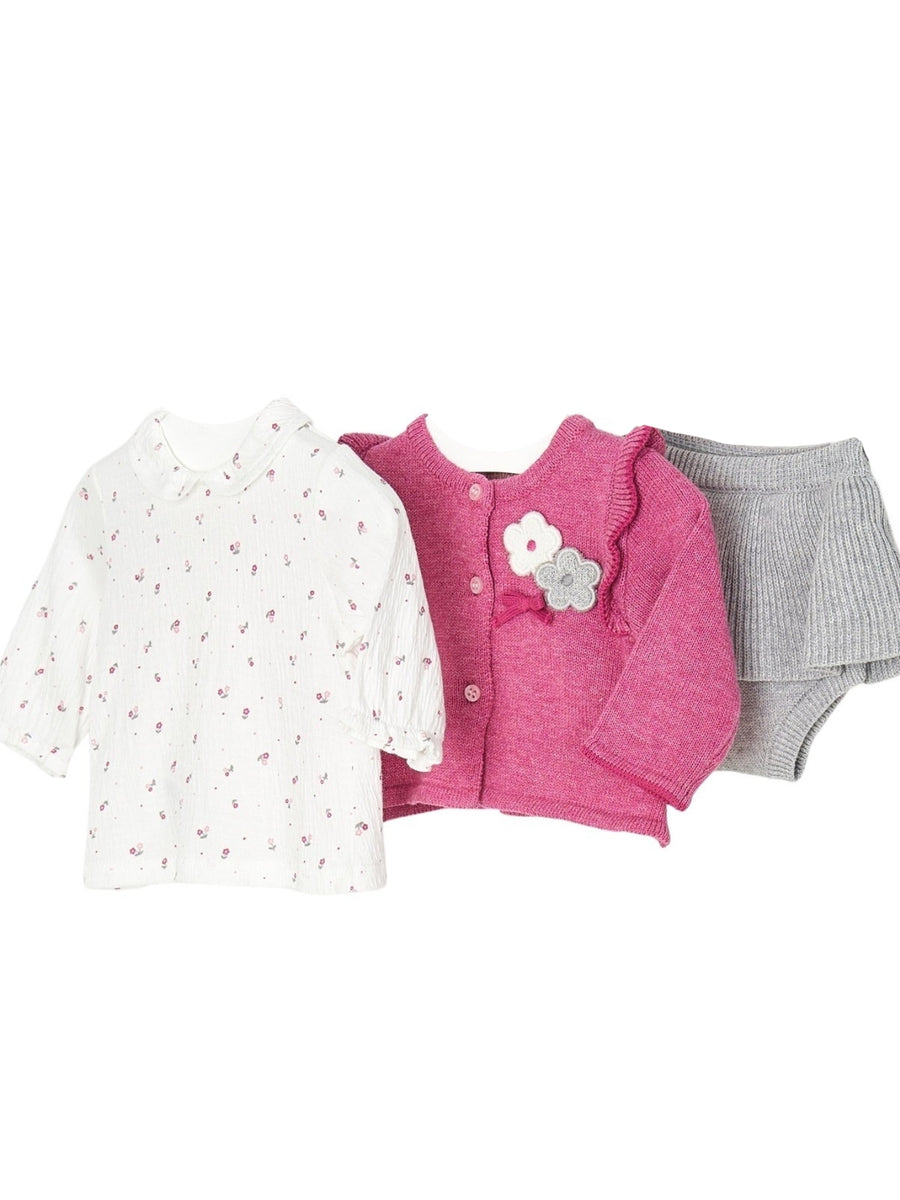 Conj. saia tricô Berry vig  (Vermelho Escuro)  para Bebé Menina - Mayoral
