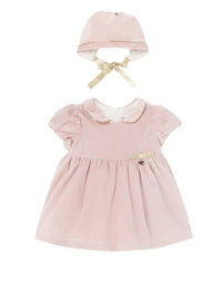 Vestido veludo e capota Rosa baby  (Rosa Bébé)  para Bebé Menina - Mayoral