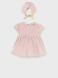 Vestido veludo e capota Rosa baby  (Rosa Bébé)  para Bebé Menina - Mayoral