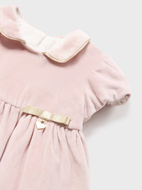 Vestido veludo e capota Rosa baby  (Rosa Bébé)  para Bebé Menina - Mayoral
