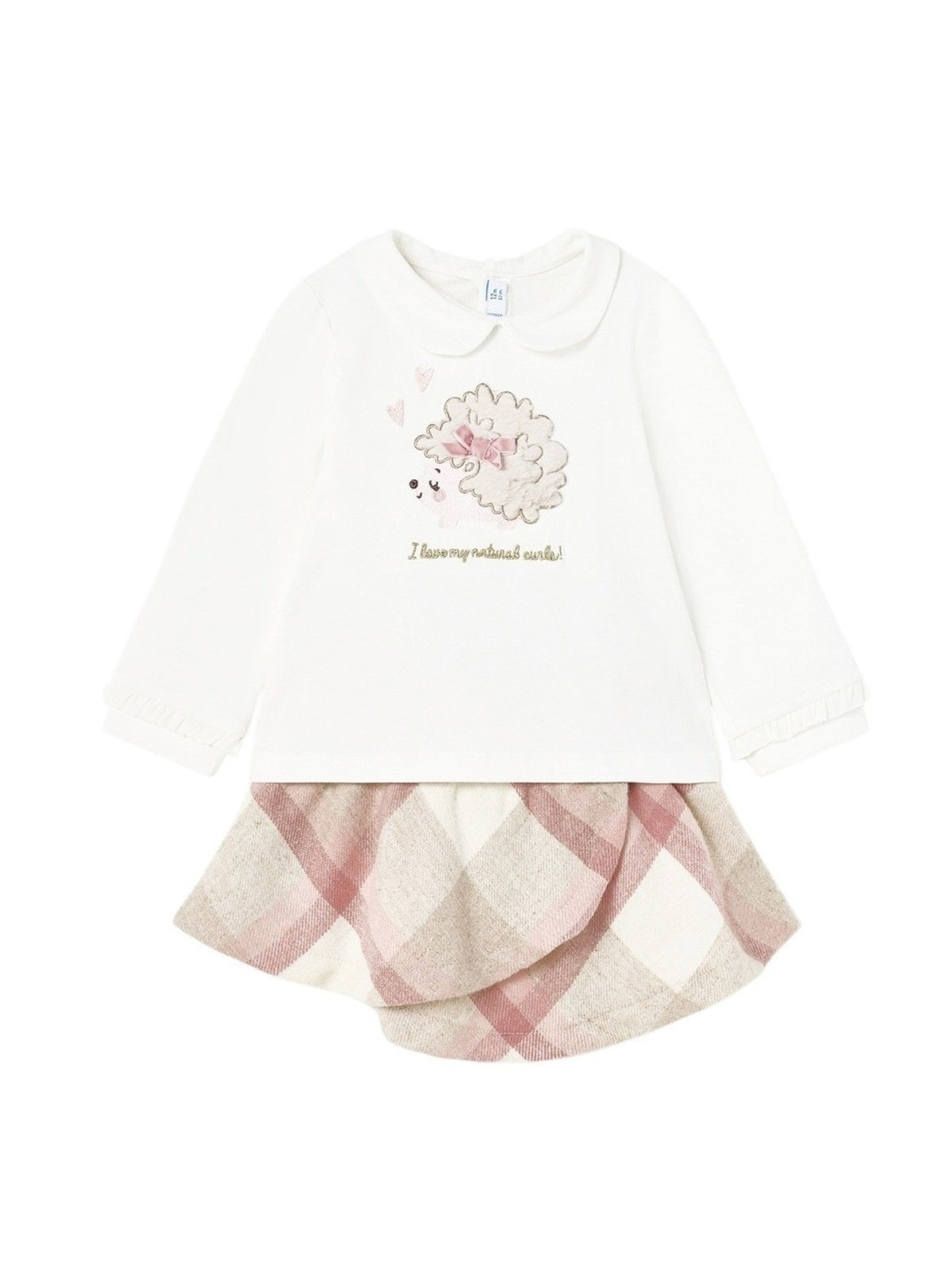 Conj. saia xadrez ouriço Rubor      (Rosa Velho)  para Bebé Menina - Mayoral