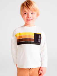 Camisola riscas posicionadas Nata-ouro  (Dourado)  para Menino - Mayoral