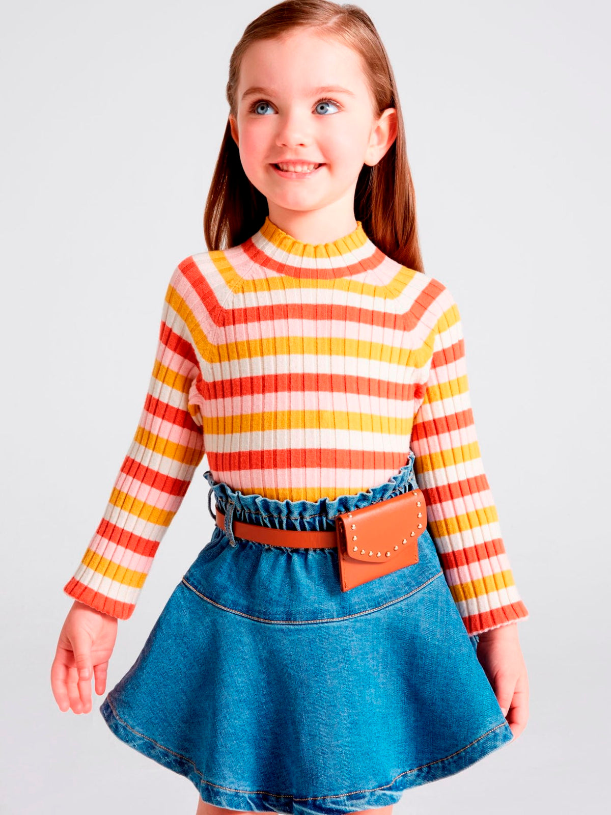 Camisola meia gola tricô Laranja    (Laranja Outono)  para Menina - Mayoral
