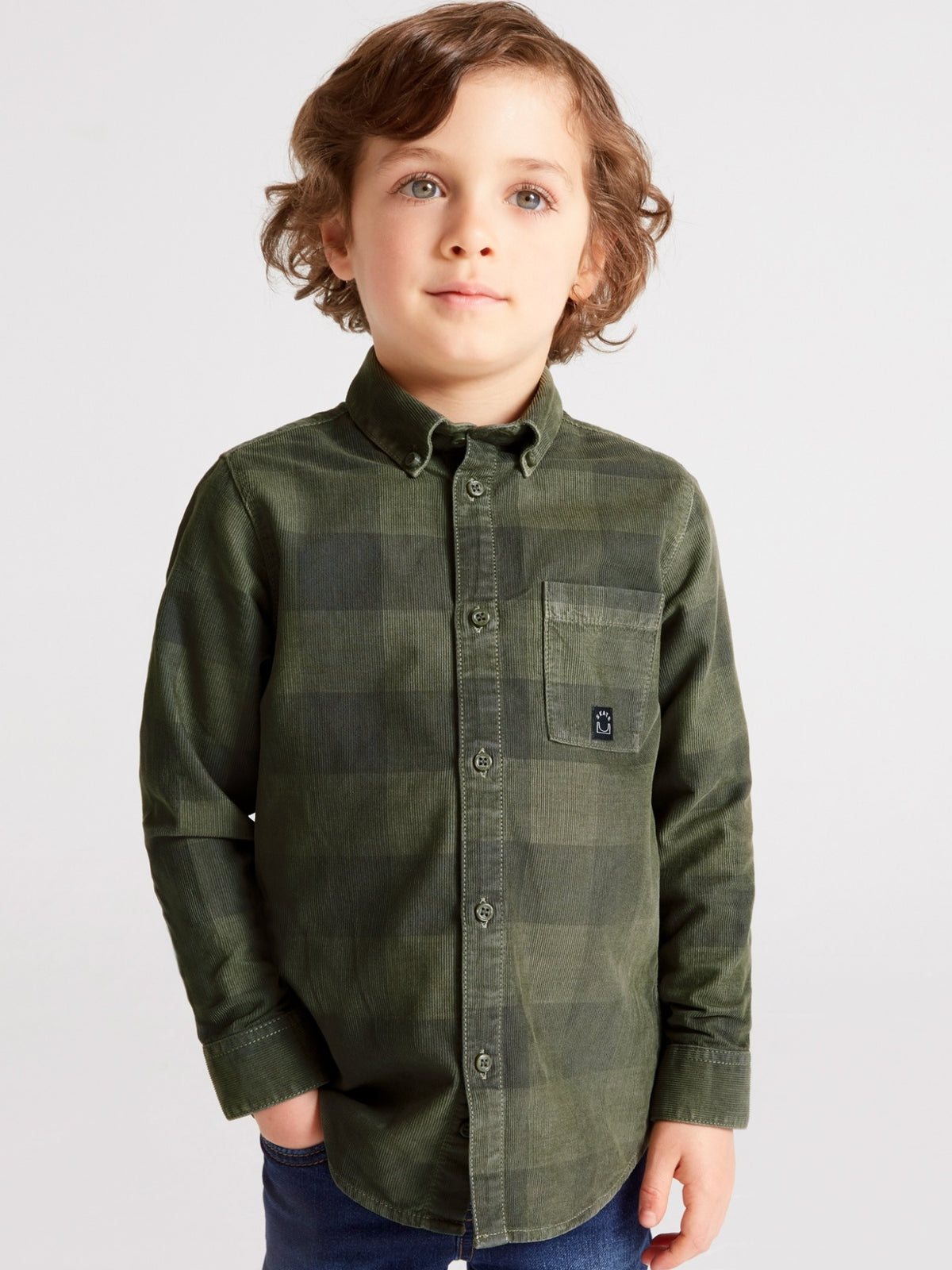 Camisa bombazina xadrez Bosque     (Verde)  para Menino - Mayoral