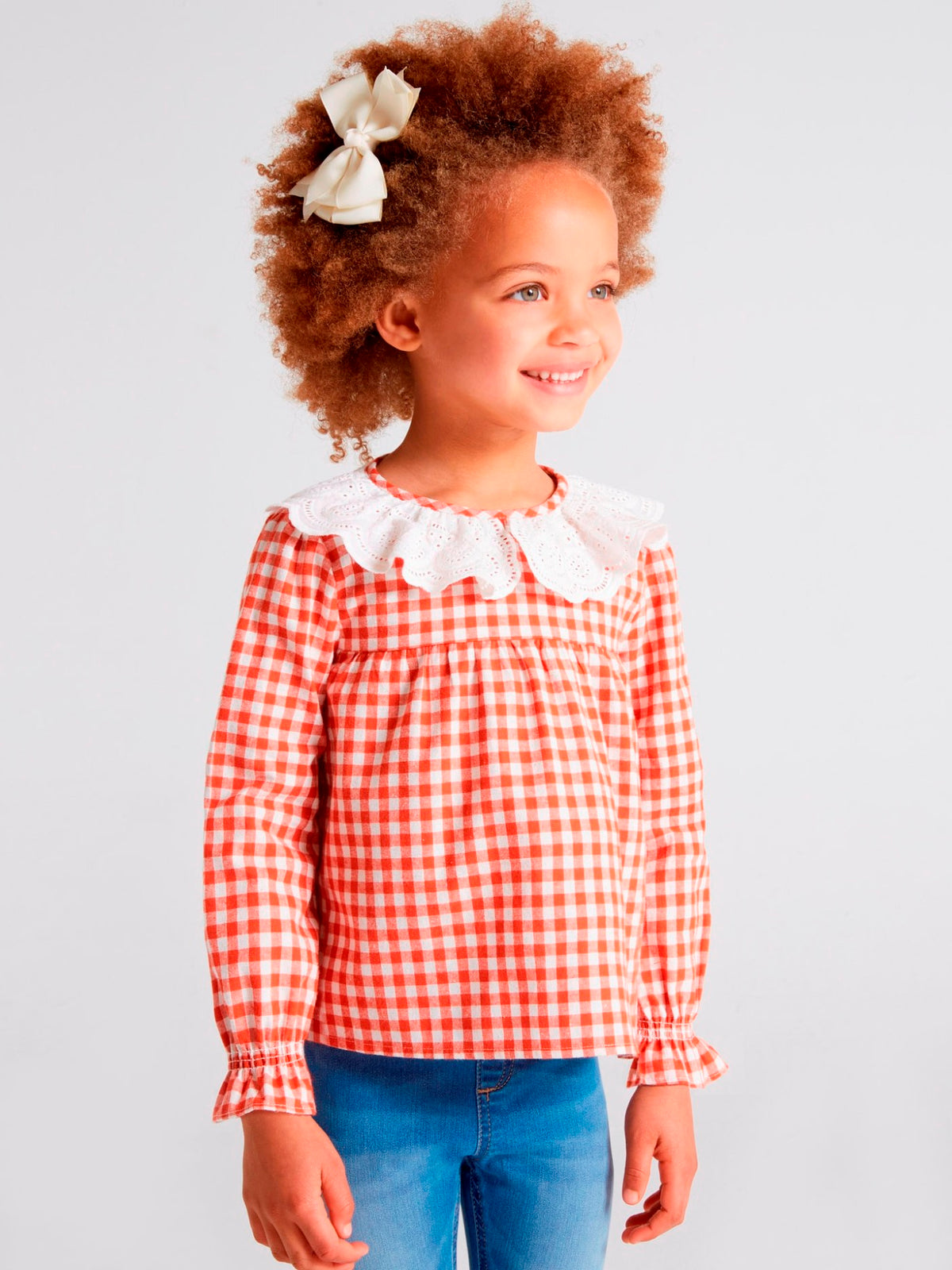 Blusa gola bordada Laranja    (Laranja Outono)  para Menina - Mayoral