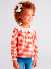 Blusa gola bordada Laranja    (Laranja Outono)  para Menina - Mayoral