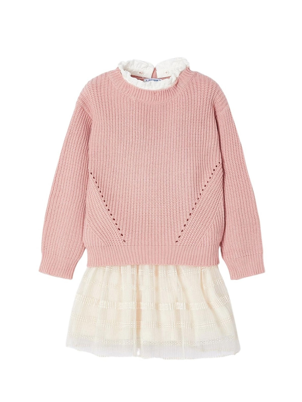 Vestido tricô com tule Rosado     (Rosa)  para Menina - Mayoral