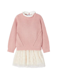 Vestido tricô com tule Rosado     (Rosa)  para Menina - Mayoral